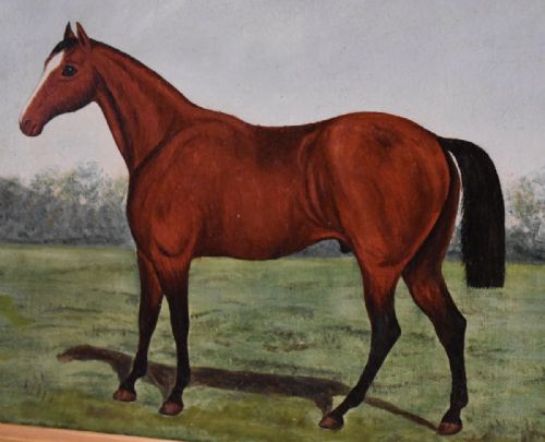 ENGLISH SCHOOL NAIVE HORSE OIL PAINTING - ADDITIONAL PHOTO 2