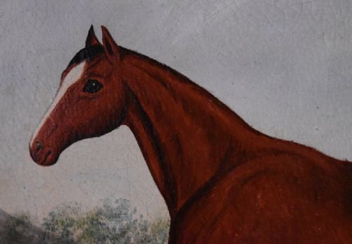 ENGLISH SCHOOL NAIVE HORSE OIL PAINTING - ADDITIONAL PHOTO 3