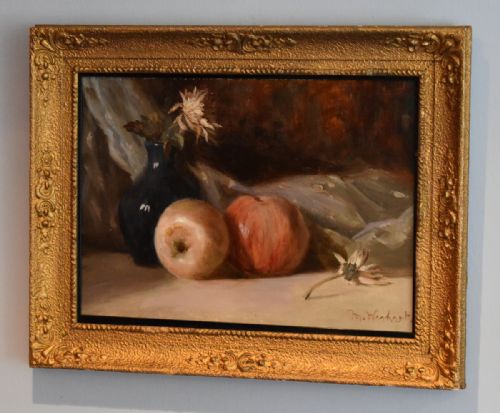 IMPRESSIONIST STILL LIFE OIL PAINTING WITH APPLES - ADDITIONAL PHOTO 1