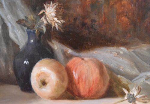 IMPRESSIONIST STILL LIFE OIL PAINTING WITH APPLES - ADDITIONAL PHOTO 3