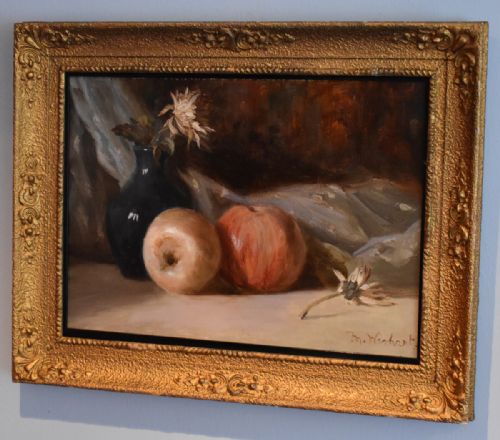 IMPRESSIONIST STILL LIFE OIL PAINTING WITH APPLES - ADDITIONAL PHOTO 5