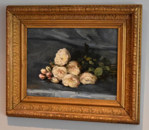 still life oil painting of roses by edouard chappel - CATEGORY: ANTIQUE ART - DATED 1910