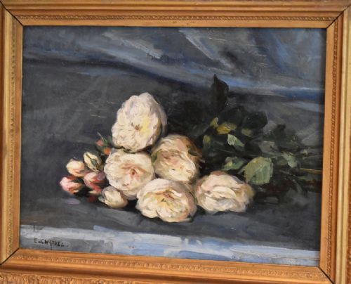 STILL LIFE OIL PAINTING OF ROSES BY EDOUARD CHAPPEL - ADDITIONAL PHOTO 2