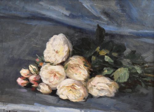 STILL LIFE OIL PAINTING OF ROSES BY EDOUARD CHAPPEL - ADDITIONAL PHOTO 3