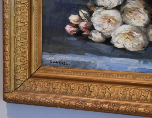 STILL LIFE OIL PAINTING OF ROSES BY EDOUARD CHAPPEL - ADDITIONAL PHOTO 4