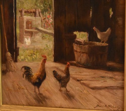 RARE OIL PAINTING BY AMERICAN BURR H NICHOLLS - ADDITIONAL PHOTO 2