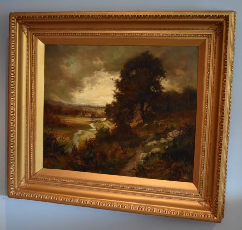 SUPERB EDWARDIAN LANDSCAPE OIL PAINTING BY RWBATES - ADDITIONAL PHOTO 1