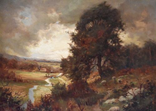SUPERB EDWARDIAN LANDSCAPE OIL PAINTING BY RWBATES - ADDITIONAL PHOTO 3