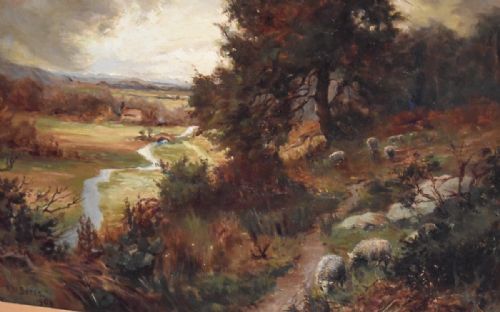SUPERB EDWARDIAN LANDSCAPE OIL PAINTING BY RWBATES - ADDITIONAL PHOTO 4