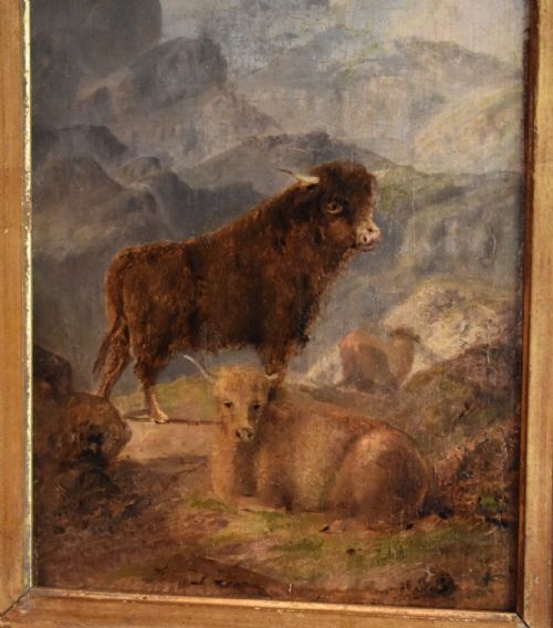 VICTORIAN HIGHLAND CATTLE OIL PAINTING - ADDITIONAL PHOTO 2