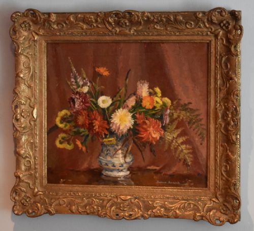 floral still life oil painting by hermione hammond 19102005 - CATEGORY: ANTIQUE ART - DATED 1940