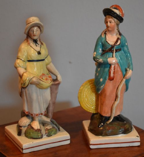 PAIR OF EARLY STAFFORDSHIRE GEORGIAN FIGURES - ADDITIONAL PHOTO 1
