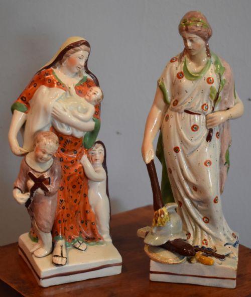 pair of early staffordshire georgian figures of peace and charity - CATEGORY: ANTIQUE CERAMICS - DATED REGENCY
