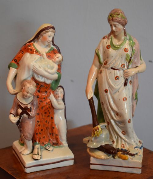 PAIR OF EARLY STAFFORDSHIRE GEORGIAN FIGURES OF PEACE AND CHARITY - ADDITIONAL PHOTO 1