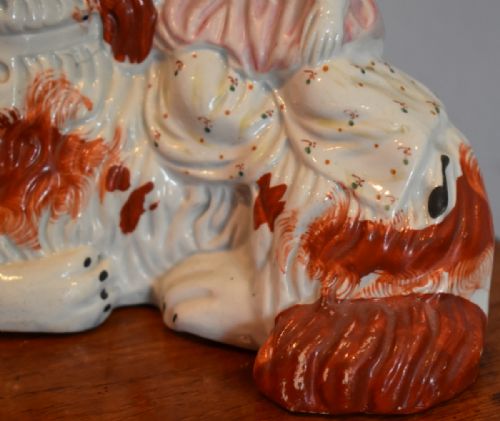 RARE STAFFORDSHIRE FIGURE OF A GIRL ON A SPANIEL DOG - ADDITIONAL PHOTO 4