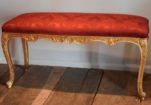 fine carved giltwood window seat - CATEGORY: ANTIQUE FURNITURE - DATED 1880