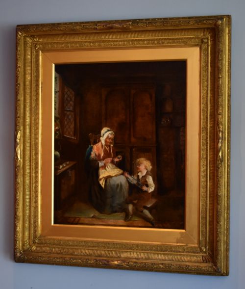 charming victorian oil painting by kate gray - CATEGORY: ANTIQUE ART - DATED VICTORIAN