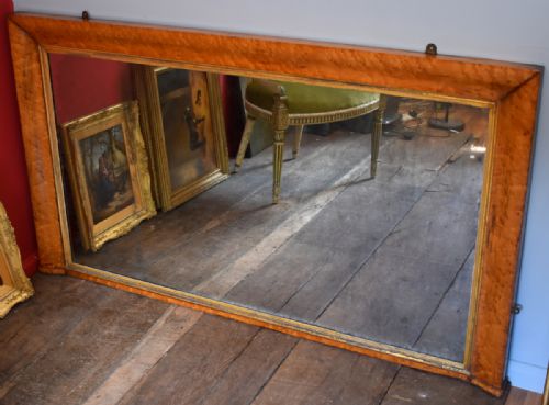very large regency bird's eye maple overmantel mirror - CATEGORY: ANTIQUE MIRRORS - DATED REGENCY