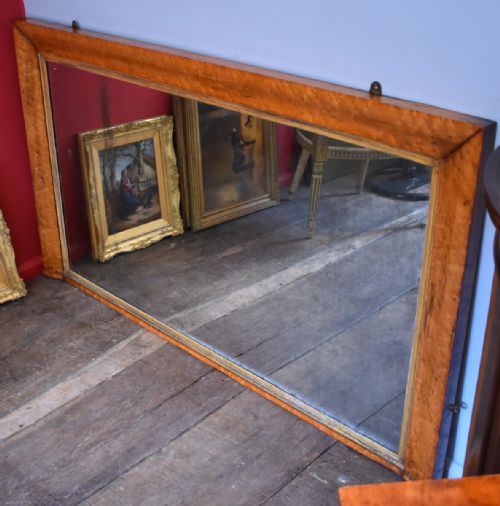 VERY LARGE REGENCY BIRD'S EYE MAPLE OVERMANTEL MIRROR - ADDITIONAL PHOTO 4