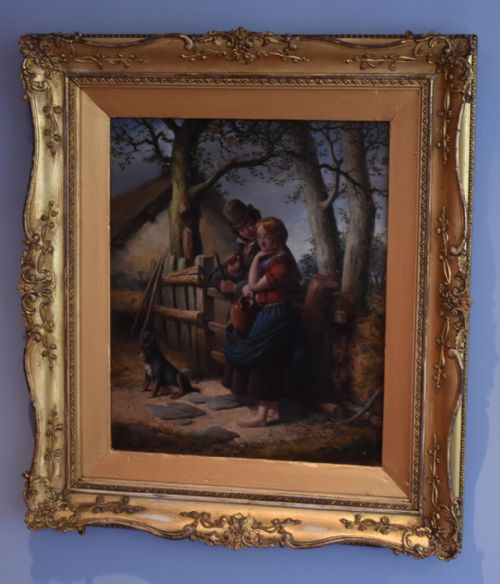 victorian irish oil painting by robert scanlan - CATEGORY: ANTIQUE ART - DATED 1850