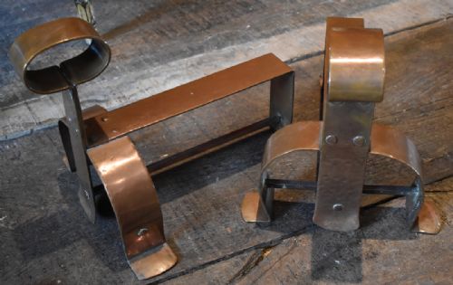 FINE SET OF ARTS AND CRAFTS COPPER FIRE IRONS - ADDITIONAL PHOTO 6
