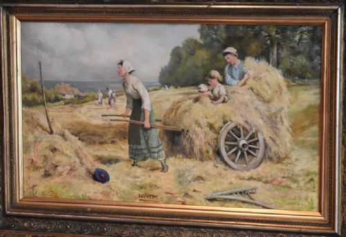 CHARMING OIL PAINTING TITLED 'HAYTIME' - ADDITIONAL PHOTO 3