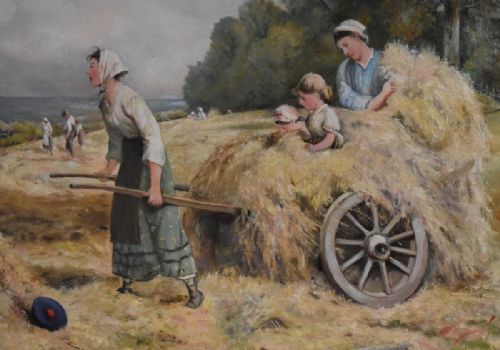 CHARMING OIL PAINTING TITLED 'HAYTIME' - ADDITIONAL PHOTO 4