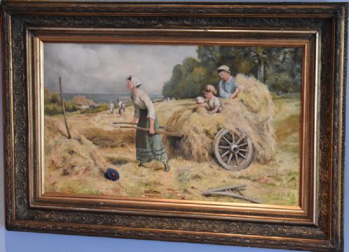 CHARMING OIL PAINTING TITLED 'HAYTIME' - ADDITIONAL PHOTO 5