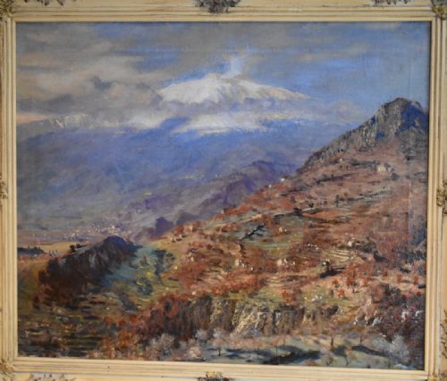 FINE OIL PAINTING OF MOUNT ETNA - ADDITIONAL PHOTO 1
