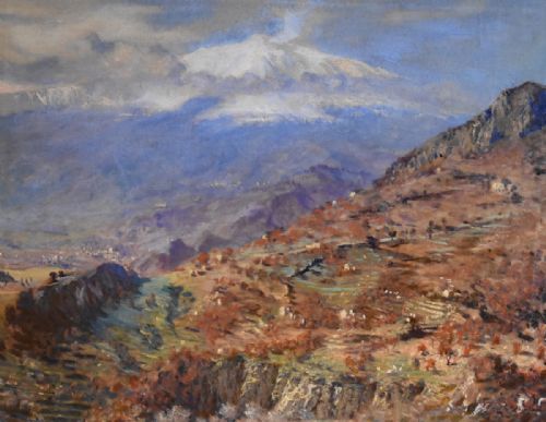 FINE OIL PAINTING OF MOUNT ETNA - ADDITIONAL PHOTO 2