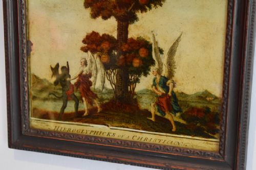SUPERB GEORGIAN REVERSE PAINTED PRINT ON GLASS - ADDITIONAL PHOTO 3
