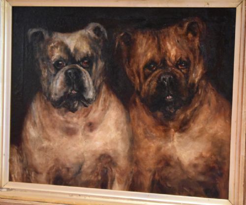 WONDERFUL OIL PAINTING OF TWO BULLDOGS - ADDITIONAL PHOTO 1