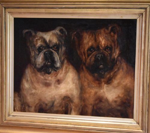 WONDERFUL OIL PAINTING OF TWO BULLDOGS - ADDITIONAL PHOTO 2