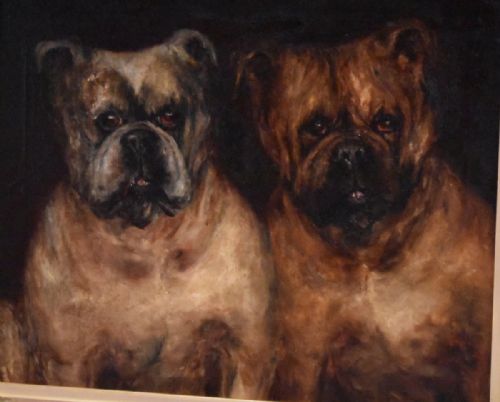 WONDERFUL OIL PAINTING OF TWO BULLDOGS - ADDITIONAL PHOTO 3