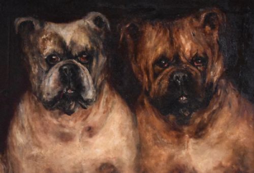 WONDERFUL OIL PAINTING OF TWO BULLDOGS - ADDITIONAL PHOTO 5