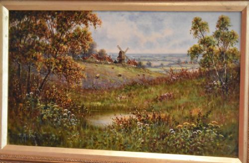 FINE LANDSCAPE OIL PAINTING WITH WINDMILL - ADDITIONAL PHOTO 2