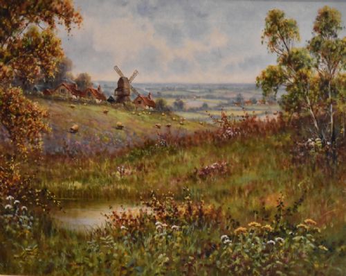 FINE LANDSCAPE OIL PAINTING WITH WINDMILL - ADDITIONAL PHOTO 3