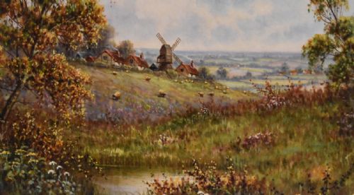 FINE LANDSCAPE OIL PAINTING WITH WINDMILL - ADDITIONAL PHOTO 4