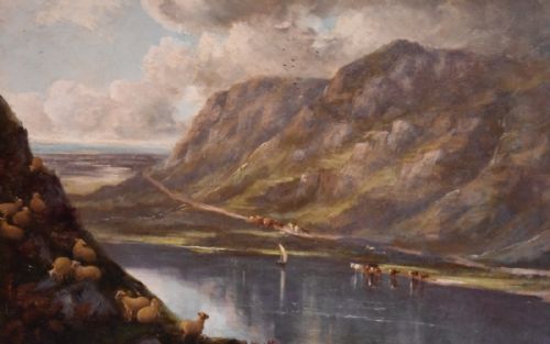 LANDSCAPE OIL PAINTING BY JOHN JOSEPH HUGHES 18201909 - ADDITIONAL PHOTO 4