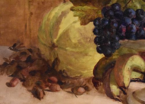 STILL LIFE OIL PAINTING WITH FRUIT AND CHAMPAGNE - ADDITIONAL PHOTO 5