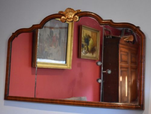 walnut and gilt overmantle mirror - CATEGORY: ANTIQUE MIRRORS - DATED 1900