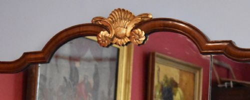 WALNUT AND GILT OVERMANTLE MIRROR - ADDITIONAL PHOTO 1