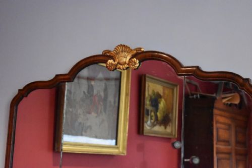 WALNUT AND GILT OVERMANTLE MIRROR - ADDITIONAL PHOTO 2