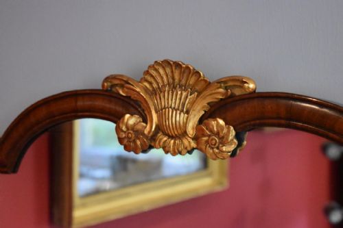 WALNUT AND GILT OVERMANTLE MIRROR - ADDITIONAL PHOTO 3