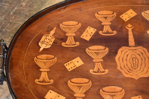 VERY UNUSUAL VICTORIAN INLAID MAHOGANY TRAY - ADDITIONAL PHOTO 3