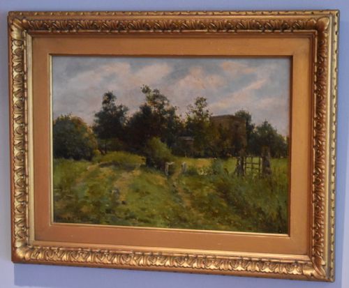 oil painting of st clement's church skegness by fpkirk - CATEGORY: ANTIQUE ART - DATED EDWARDIAN