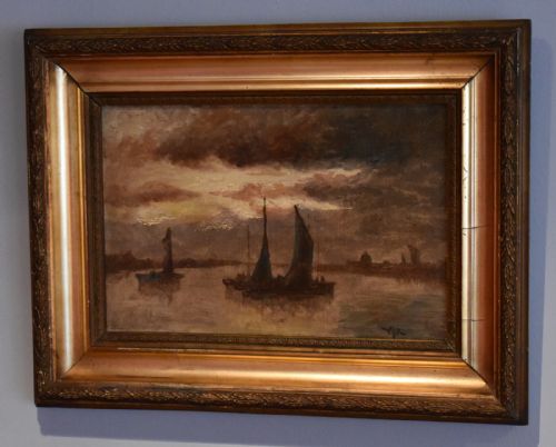 PAIR OF OIL PAINTINGS OF THE POOL OF LONDON - ADDITIONAL PHOTO 1
