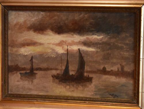 PAIR OF OIL PAINTINGS OF THE POOL OF LONDON - ADDITIONAL PHOTO 2