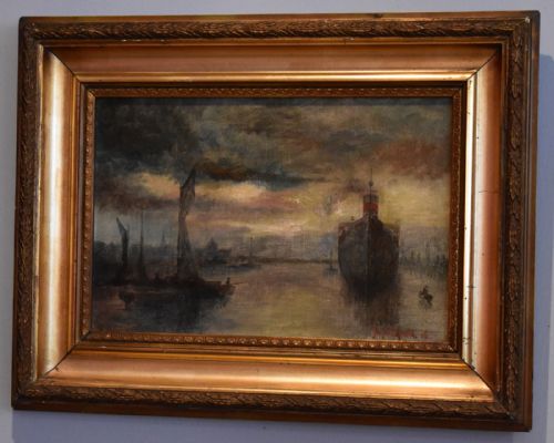 PAIR OF OIL PAINTINGS OF THE POOL OF LONDON - ADDITIONAL PHOTO 3