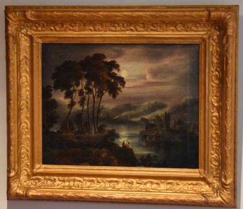 VICTORIAN MOONLIGHT LANDSCAPE OIL PAINTING - ADDITIONAL PHOTO 1